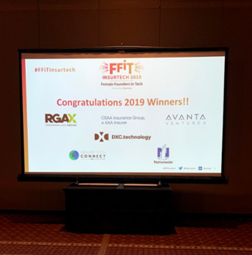 insuretechnow's tweet photo. Congratulations to the winners of the @QuesnayInc. Female Founders in Insurtech Innovation competition! #womenintech #ITC2019 #FFITinsurtech https://t.co/Vr5gIdjT1v
