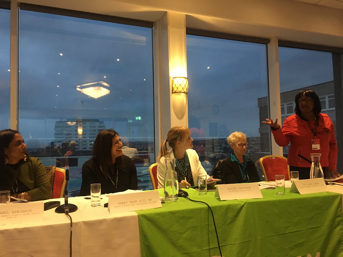 Stunning all woman panel, with former colleague and @oxfamgb superstar @SaranelB, @PreetKGillMP, @HackneyAbbott, @Crisis_Action and Dr Diane Elson talking about how to confront the instrumentalisation or women’s rights #TacklingInequality #Lab19 @ActionAidUK