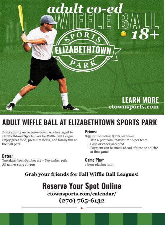 Bring your A-Game and sign up for our Adult Wiffle Ball League! etownsports.com/community/
