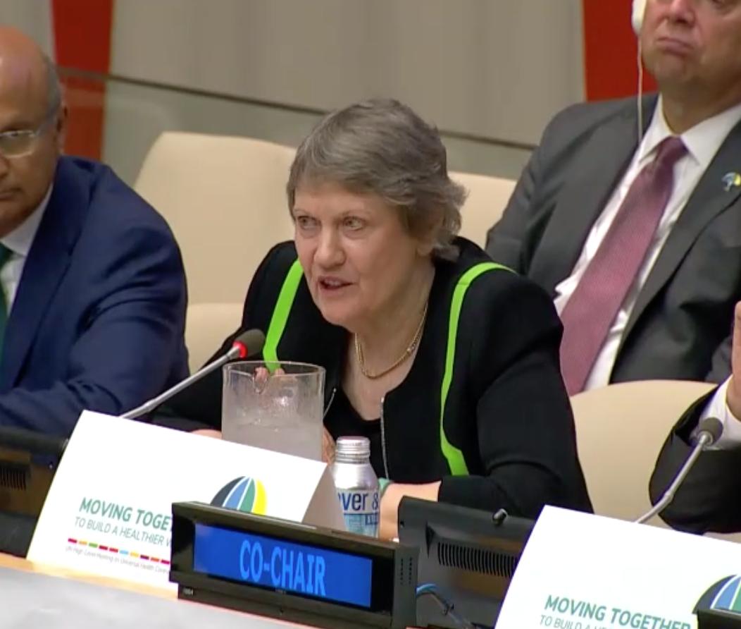Ms Helen Clark <a href="/HelenClarkNZ/">Helen Clark</a>  Board Chair of <a href="/PMNCH/">PMNCH</a> at the #HLMUHC 

By funding #PHC governments are investing in service delivery which is closest to the people &amp; this can be built upon to achieve #UHC. Multi-stakeholder &amp; multi-sector approaches are key to #UHC. #HealthForAll