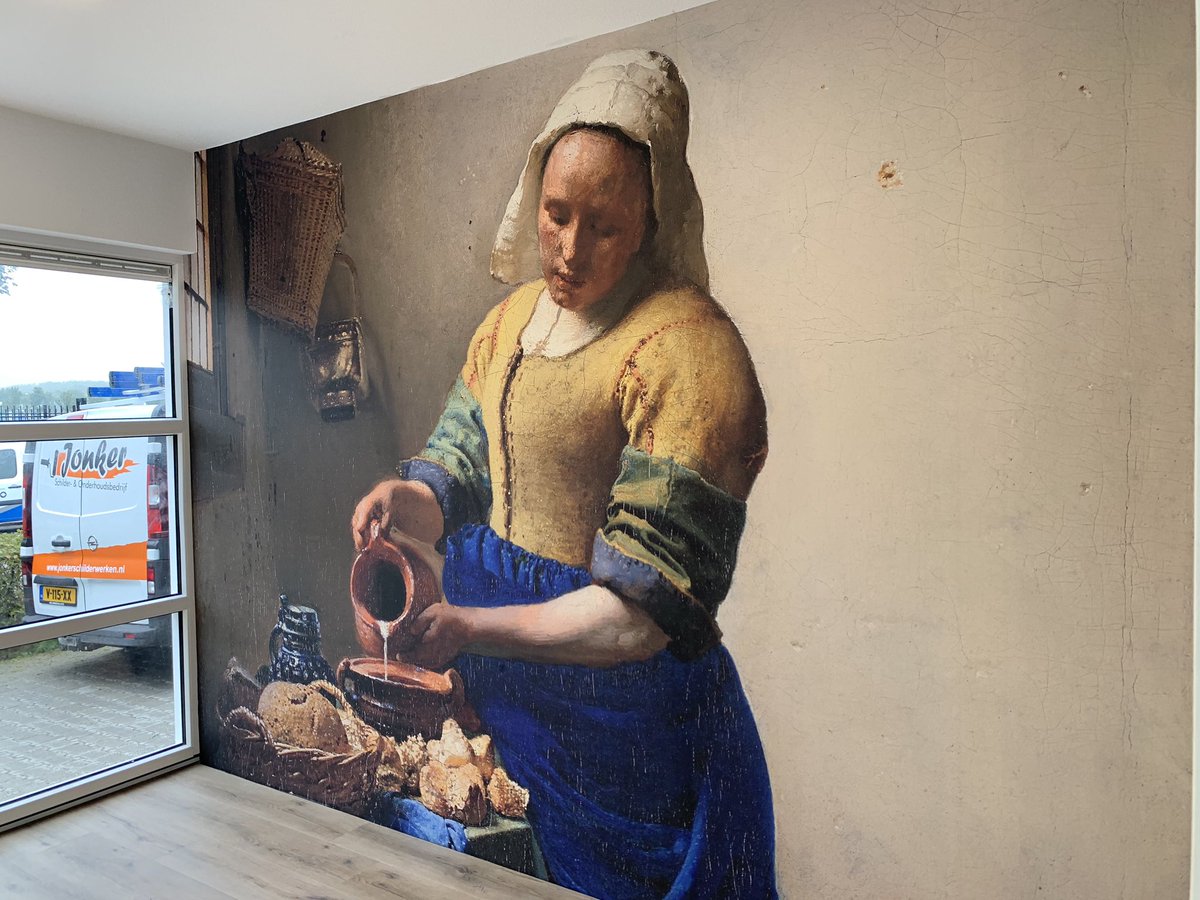 Het #melkmeisje mooie binnenkomst bij DamageCare hier in #zeewolde. Fotobehang trouwens super snel geleverd door <a href="/fotobehang/">Fotobehangposter</a>.com 

Natuurlijk plakken wij naadloos Fotobehang!
Kijk op onze website.

jonkerschilderenonderhoudsbedrijf.nl/wat-wij-doen/w…