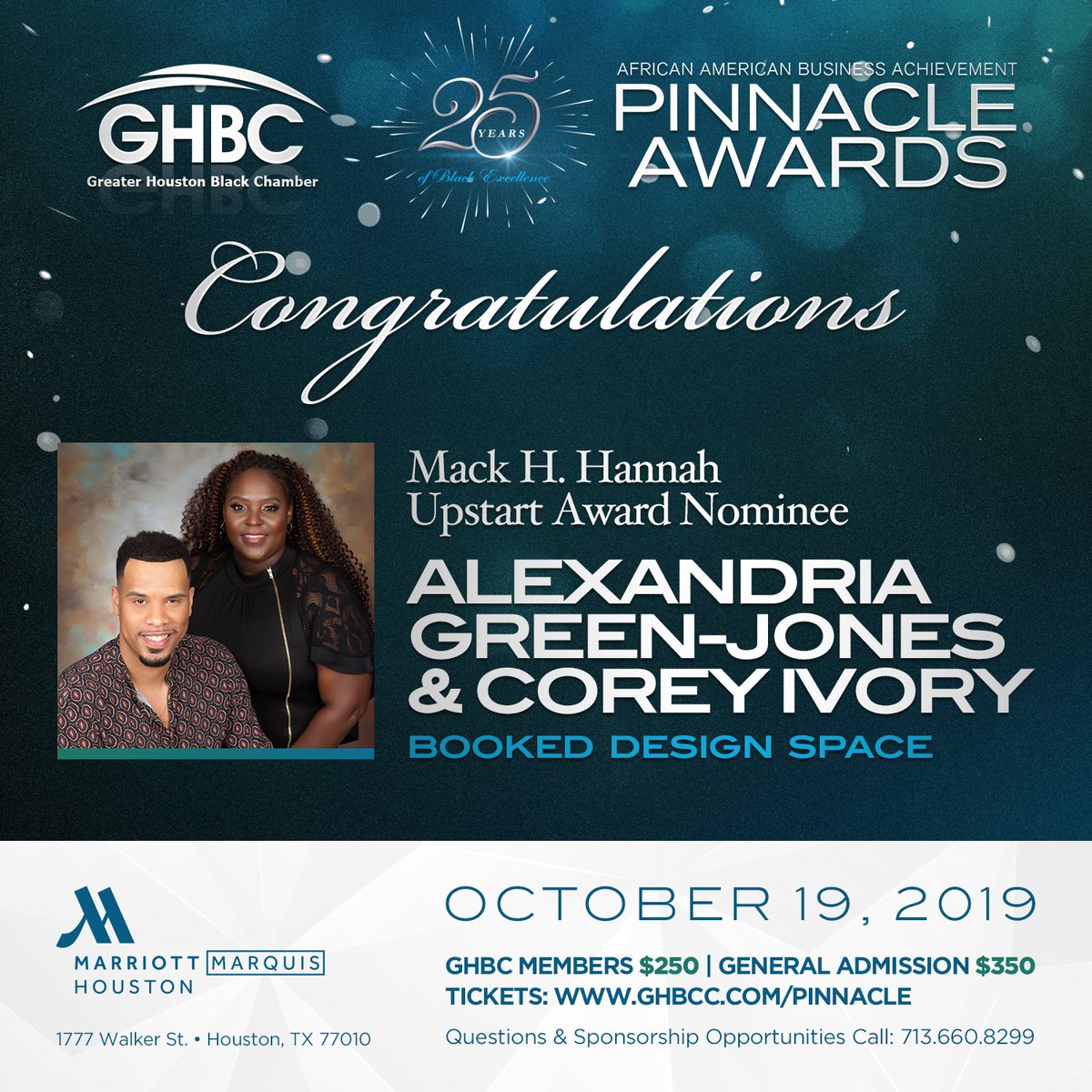 HouBlackChamber's tweet image. Meet 2019 Upstart Finalists Corey Ivory &amp;amp; Alexandria Green Jones of Booked Design Space!

For more information about the 2019 Pinnacle Awards please visit ghbcc.com/pinnacle
•
•
•
#houstonentrepreneurs #buyblack #houbuyblack #pinnacleawards #PinnacleHTX  #GHBCPinnacle25
