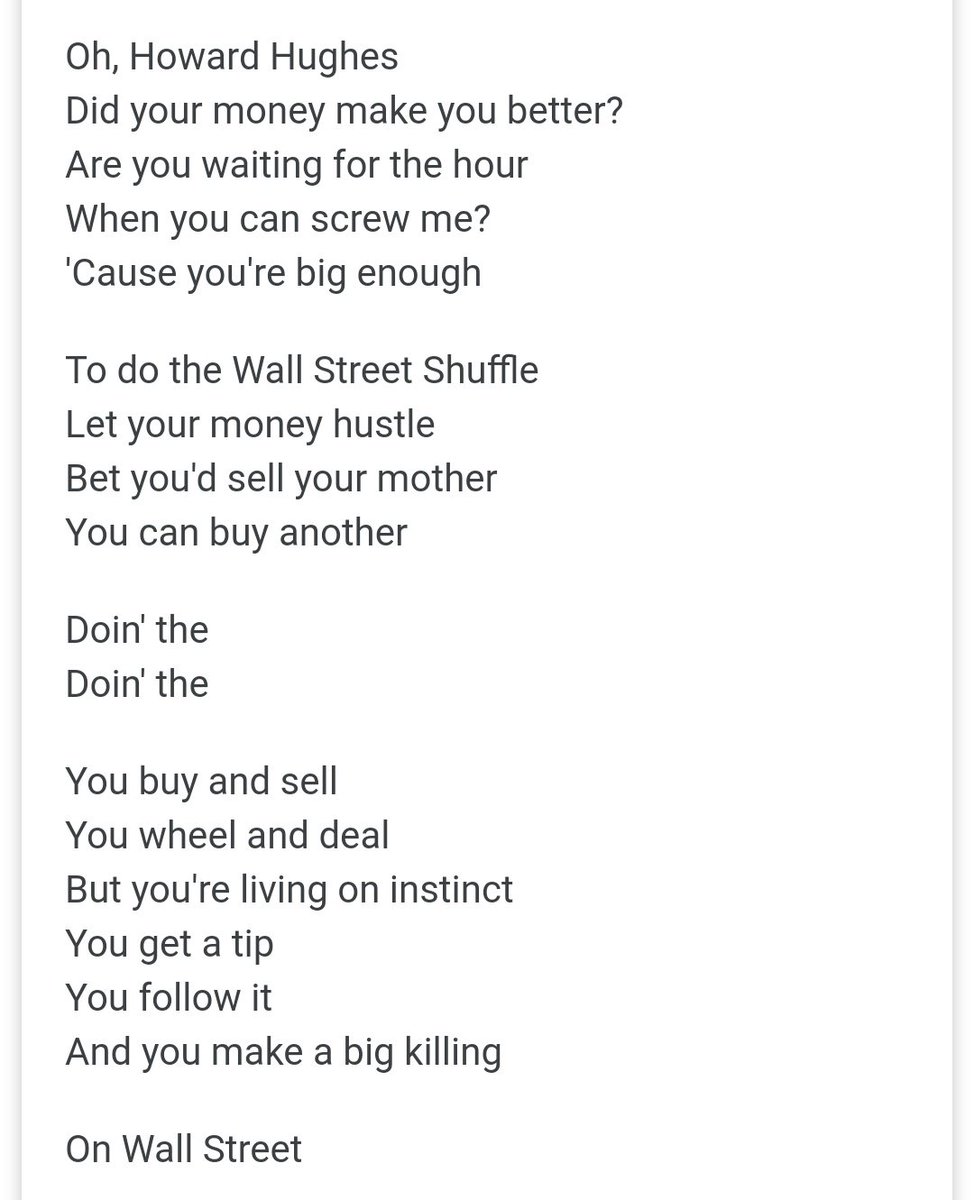 thecdstrader's tweet photo. 10cc!

🎶Do the Wall Street shuffle
Hear the money rustle
Watch the greenbacks tumble
Feel the Sterling crumble🎶

🎶You need a yen to make a mark
If you want to make money
You need the luck to make a buck
If you want to be Getty, Rothschild
You've gotta be cool on Wall Street🎶 https://t.co/UEjjCLmeC6