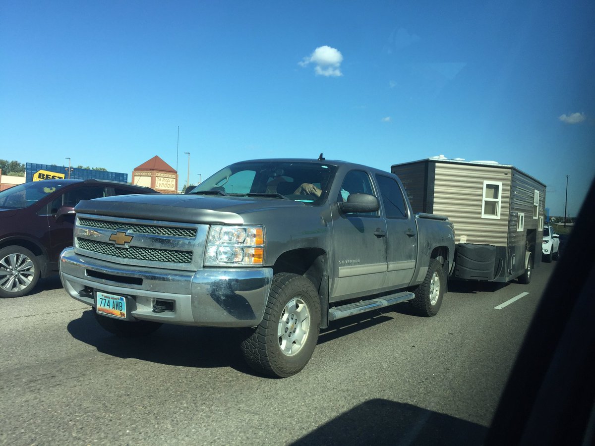 TimBlotzFOX9's tweet image. On this 1st day of Fall, the ultimate sign of optimism:  A guy pulling ice fishing house along 494.  #onlyinminnesota
