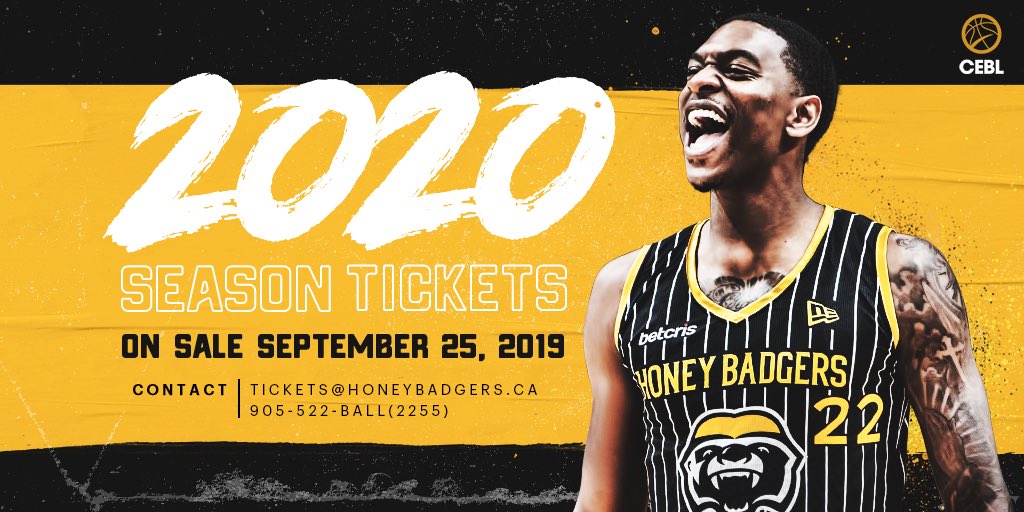 HoneyBadgersCAN's tweet photo. 2020 Season Tickets are right around the corner 🎟🏀🚨

We can’t wait to see all our fans again! 🙌🏾 https://t.co/CQsobm899l