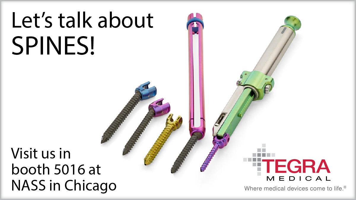 TegraMedical's tweet photo. Only 2 days to #NASS2019 in Chicago. Talk to us about bringing your spine devices to life in booth 5016. #contractmanufacturing #MedTech #sharpdevices https://t.co/lEJzYlsW4l