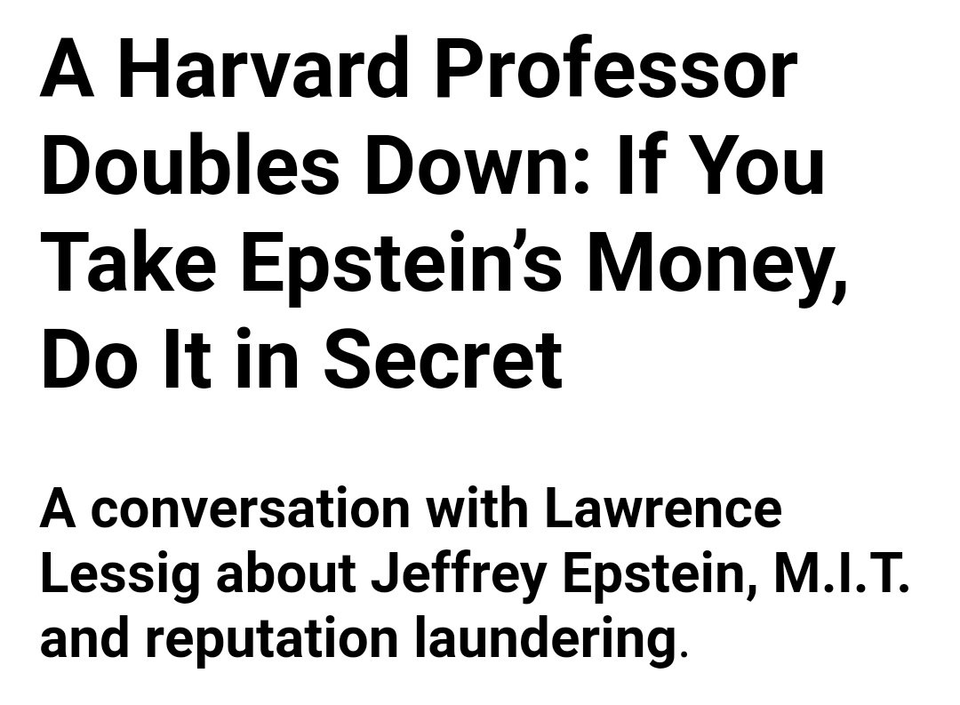 Given the abuse Lessig suffered at school, his essay in defence of acceptance of donations to the M.I.T. Media Lab from the financier and pervert Jeffrey Epstein by his friend Joichi Ito is truly shocking: