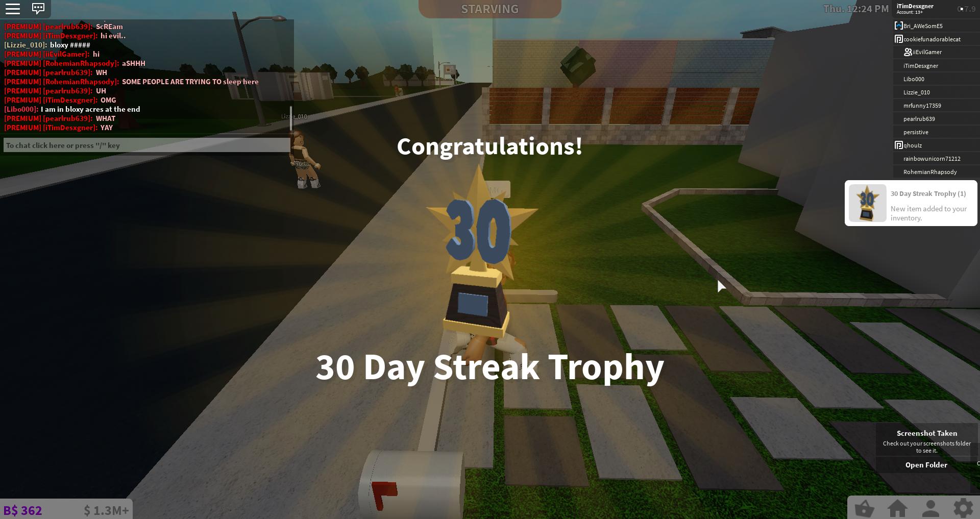 iTimDesxgner on X: omg what! i- 30 DAY STREAK!! Just got a trophy for  playing Welcome to Bloxburg 30 days in a ROW. R o W OOP @RBX_Coeptus # bloxburg #roblox  /