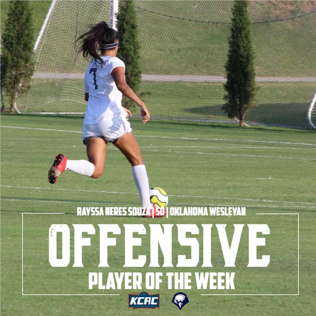 kcacsports's tweet photo. Rayssa Neres Souza of @OKWUeagles and Ashtyn Brown of @Thresher_Sports Earn KCAC Women's Soccer Weekly Awards: https://t.co/jtMG5Oq9Ac #KCACwsoccer

@sportsinkansas @KansasPregame @KansasSportsNet https://t.co/ctCvvGu19W