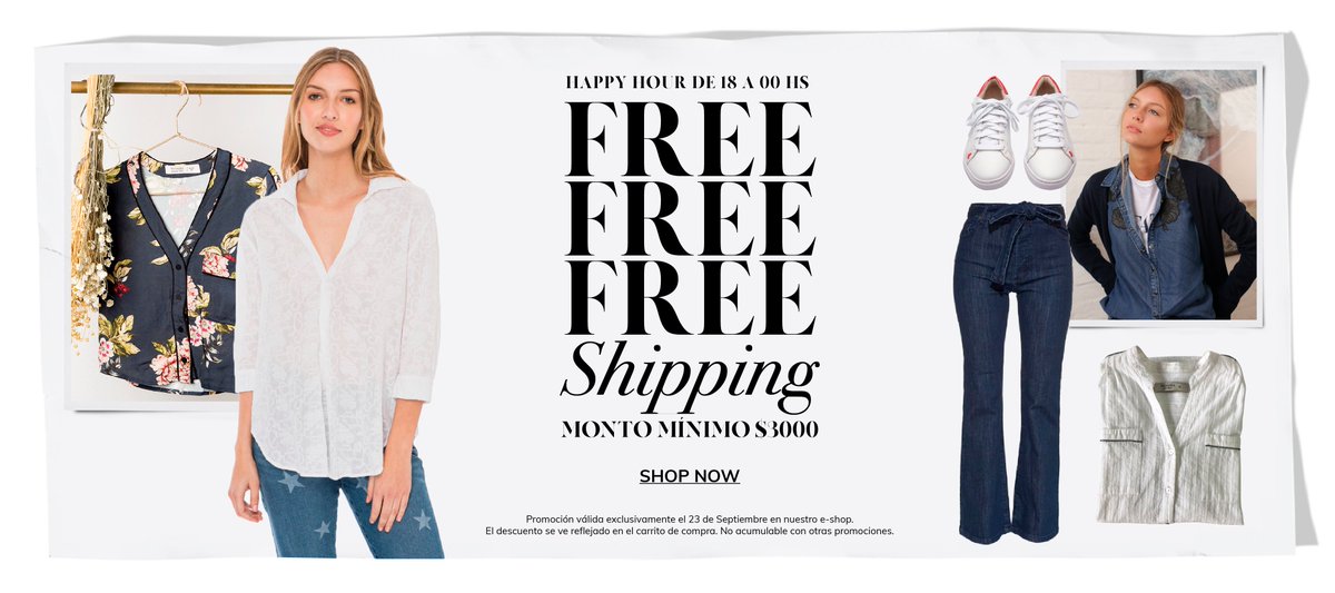 Happy hour de 18:00 a 00:00hs!
FREE FREE FREE shipping
monto mínimo $3000
wanama.com/cyberfashion.h…