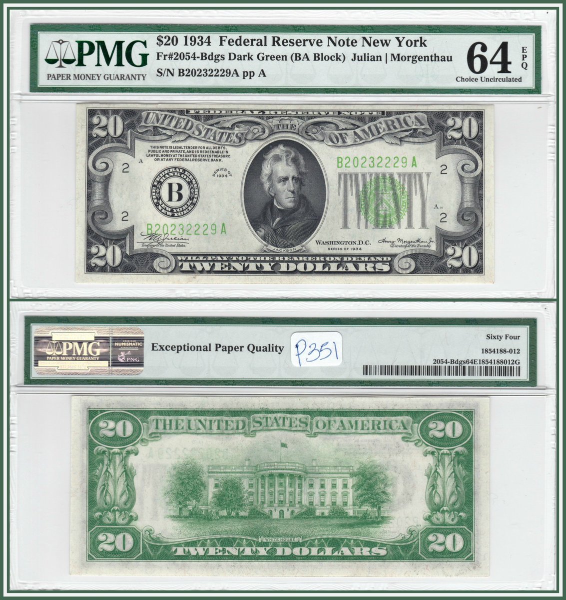 Apex_Collecting's tweet image. #series1934 #20dollars #pmgnotes #newyork #choiceuncirculated #64epq #darkgreen #julian #morgenthau #pmg #banknote #banknotes #currency #papermoney #federalreservenote #federalreserve #smallnote #smallsize #smallsizenote