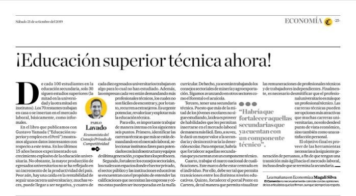 CAPLAB3's tweet image. ¡Educación superior técnica ahora!

La columna de opinión de Pablo Lavado en Diario El Comercio (Perú) que les recomendamos leer: lnkd.in/eA_3K6W

CAPLAB: La Carrera es Hoy