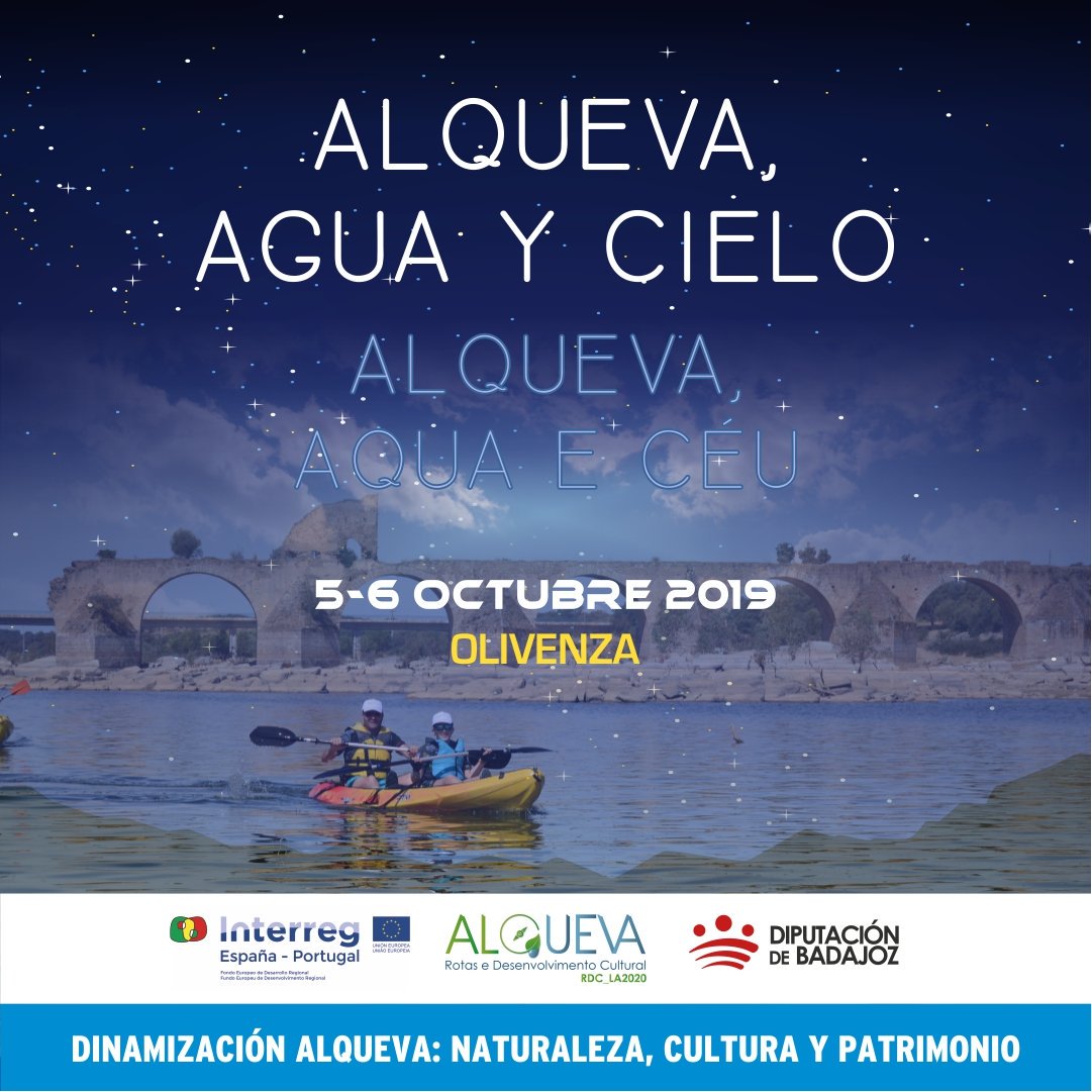 AlcorEx's tweet image. ALQUEVA, AGUA Y CIELO. Alqueva, aqua e céu.
5 y 6 octubre, @DipdeBadajoz desarrolla desde el Programa "DINAMIZACIÓN ALQUEVA: NATURALEZA, CULTURA Y PATRIMONIO", el evento "ALQUEVA, AGUA Y CIELO". Toda la info cutt.ly/7w1p1kE #PlanesDiferentes @Extremadura_tur