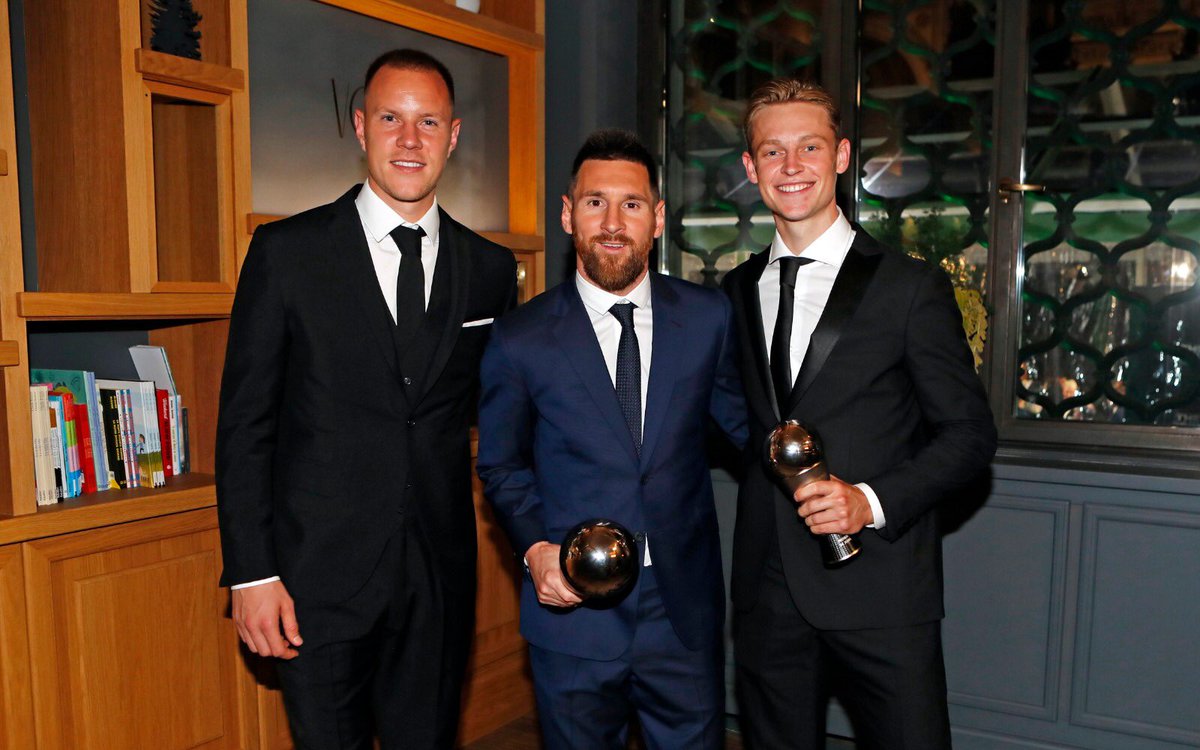 A special night in Milan celebrating our beautiful game, football. A big congratulations to both Messi and Frenkie. Força Barça!