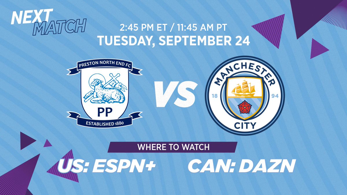 TUESDAY! We're back in action in our defense of the Carabao Cup! 

It's streaming in both 🇺🇸 and 🇨🇦, so here's when and how to watch #ManCity 👇