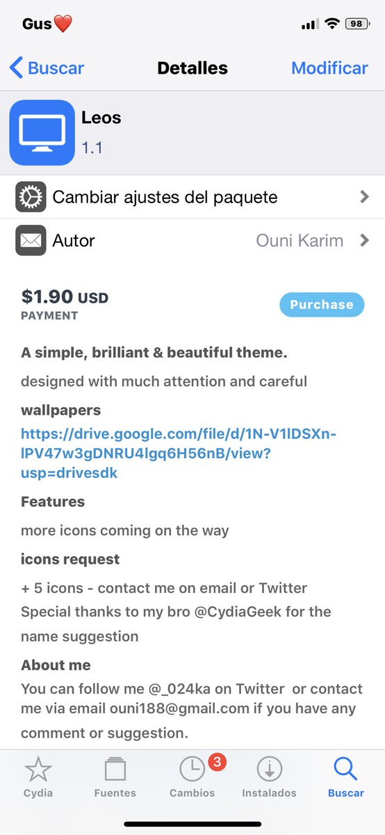 Apple_Adictos's tweet photo. Leos
Magnifico Tema para #iTemer, #Winterboard #Anemone o #Snowboard con iconos simples pero hermosos. Cuesta $1,90 USD en el repo de Packix (https://t.co/vvuVlVd5qG). Es compatible con iOS 7 hasta 👉🏼 iOS 12.4 

#Jailbreak #Sileo #Cydia #iostechne https://t.co/3dZUnxScVG