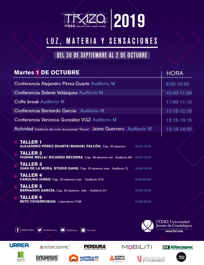 TRAZOiteso's tweet photo. ¡Las actividades del martes 1 de Octubre! https://t.co/EUt73lm8e4