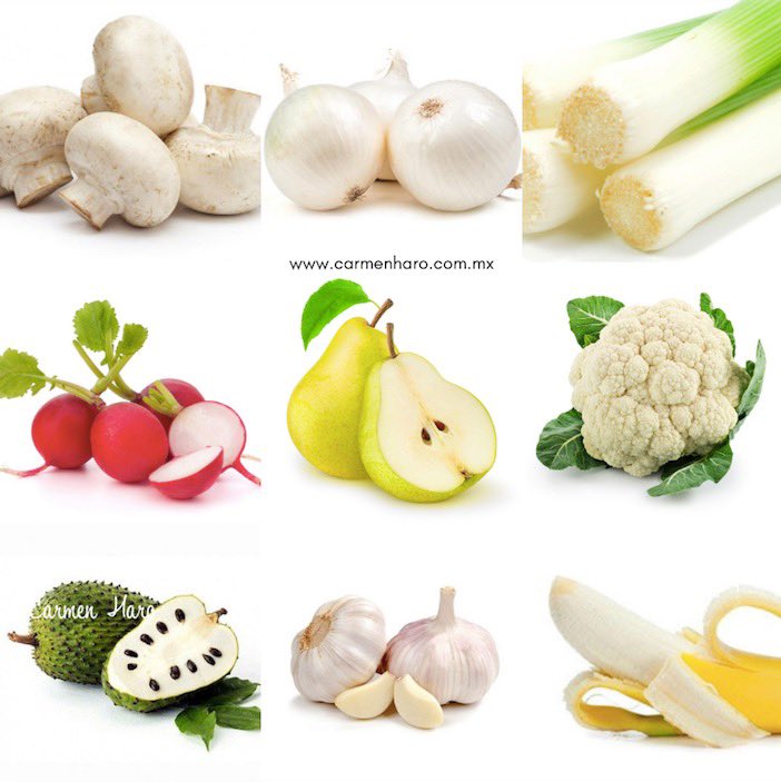 Lista 96+ Foto Frutas Y Verduras De Color Blanco Alta Definición