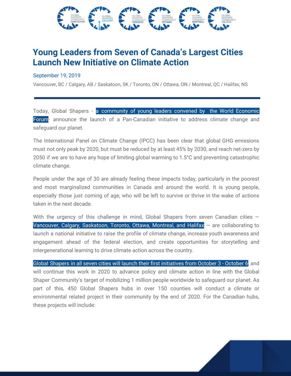 shapersMTL's tweet photo. 🇨🇦 @GlobalShapers are coming together to mobilize #ClimateAction. Between October 3-6, a series of debates &amp; community events will take place across Calgary, Halifax, Saskatoon, Montreal, Ottawa, Toronto, and Vancouver. Come out to the event closest to you!  #StepUpClimateAction https://t.co/P1bpJvTwr8