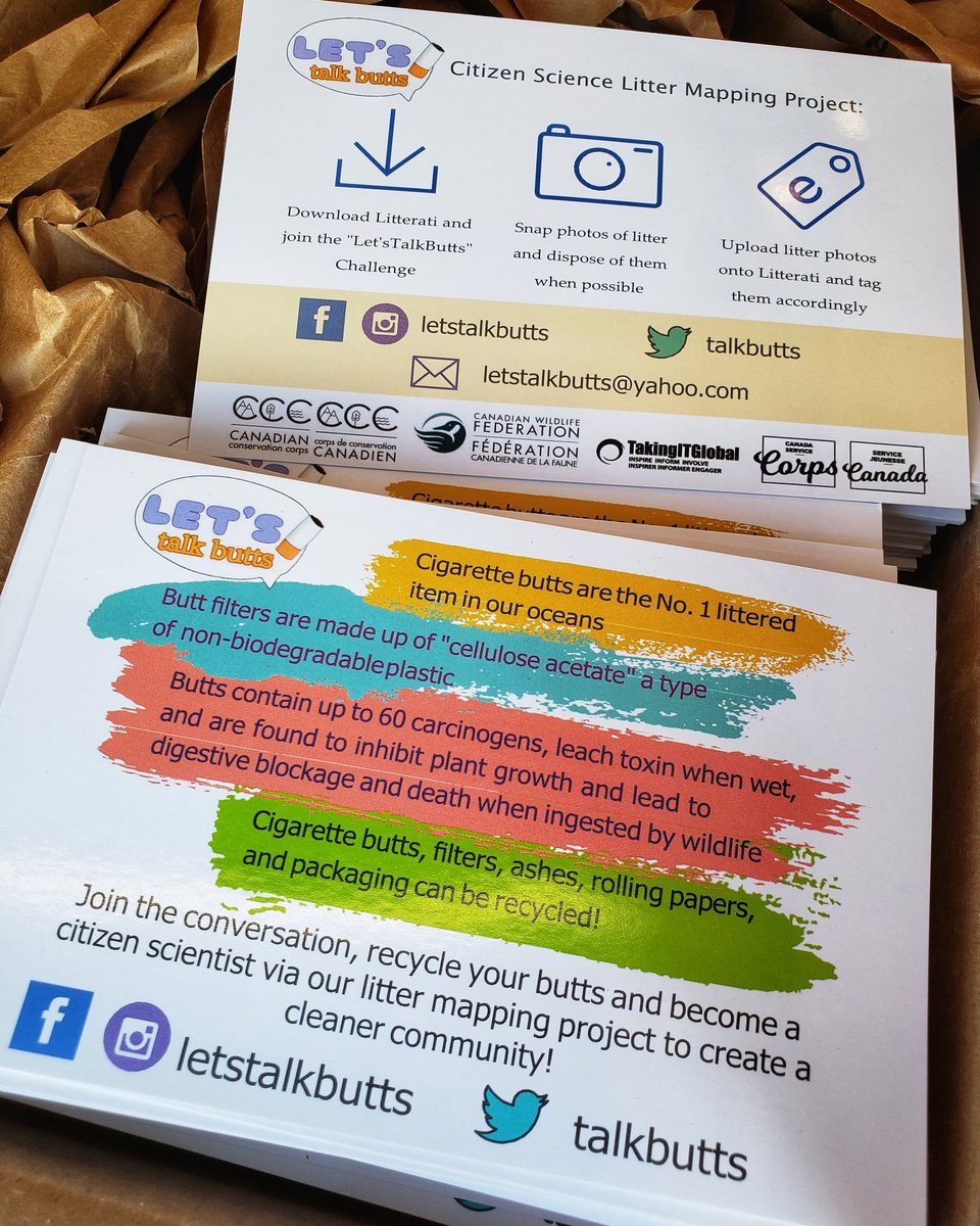 TalkButts's tweet photo. Postcards have arrived! These will be distributed around Mississauga to smokers, interested individuals, and stakeholders. If you or your group are in the area and are interested in distributing some, please reach out! 

#litter #cigarettebutts #cccadventure #risingyouth https://t.co/Zz4BLAQFMI