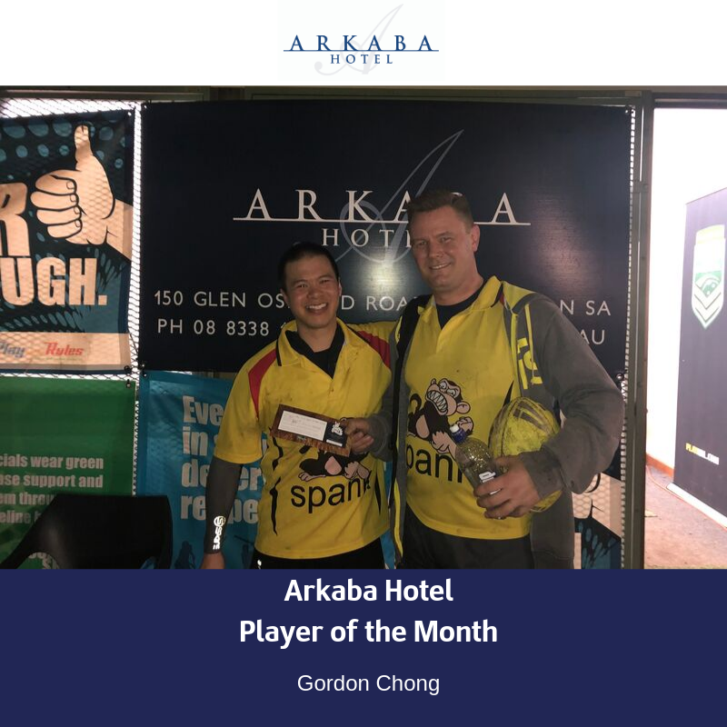 TouchFootballSA's tweet image. Congrats to @ArkabaHotel Player of the Month for August- Gordon Chong!

Gordon receives a $50 voucher to @SportysBarArena 

Gordon has played at City Touch since '04, currently sitting 3rd on the most games played list. He's always willing to help and encourages others to play!