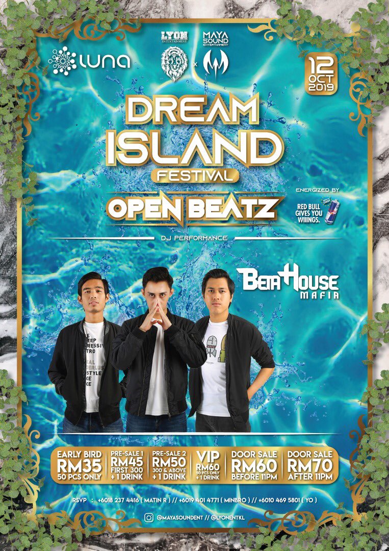 medibeta's tweet photo. Tadaa. Dream Island lagi dan lagi dan lagi dan kali ini lagi besar punya. Cuba tengok siapa ada Live Performance tu. Mesti korang nak beli tiket sekarang kan? Just nak highlight kat sini tiket pre-sale pun LIMITED. So apa tunggu lagi? #BHM #MayaSoundEnt #LyonEnt https://t.co/Rwvp8L0qdl