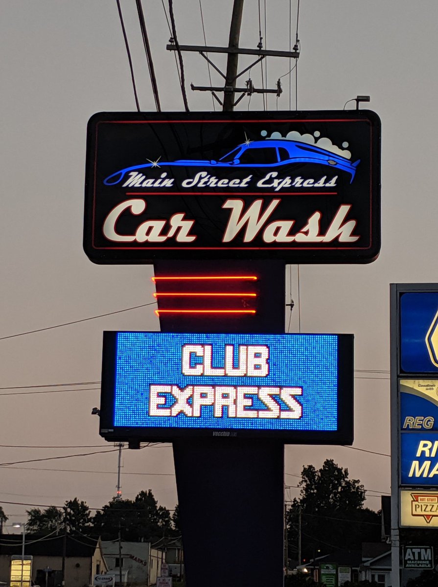 express_main's tweet image. New ownership, new logo, new sign, new unlimited wash plans, come check out Main Street Express! #new #carwash #sycamore