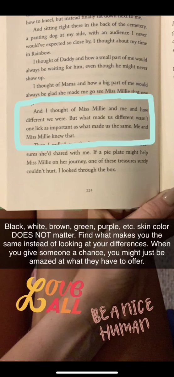 RaegannEdwards's tweet photo. In a world that needs love more than anything, celebrate your differences &amp; find your similarities. Humans are awesome if you just give them a chance. #booksnap #edu3003 https://t.co/NXQUIZ8PVK