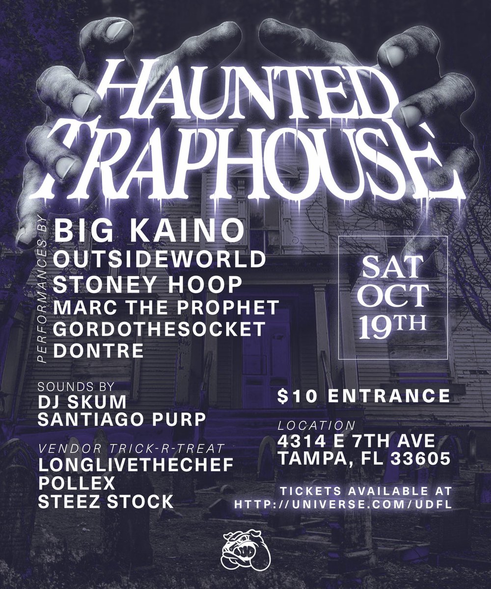 mackennessy's tweet photo. ANNOUNCING: HAUNTED TRAPHOUSE, FIRST UNDERGROUND TAMPA SHOW LETS MAKE A SCENE 🤪 VIA @UNDERDAWGFL https://t.co/6NxQfcG7Il