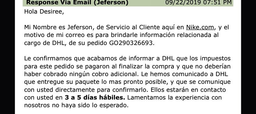 Nike on Twitter: "@desireetornell En este caso te escribirnos de vuelta al mismo email y explicarnos ha sido la respuesta que la empresa reparto te dijo y de este