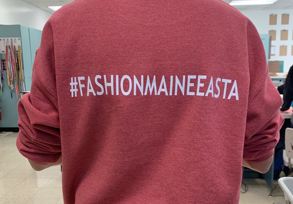 Helping launch our new curriculum focus with fashion apparel.  Fashion: Design. Construction. Merchandising. We learn the entire fashion production cycle. Students work through the design process, construct the design &amp; merchandise the product to be sold! #fashionmaineeasta