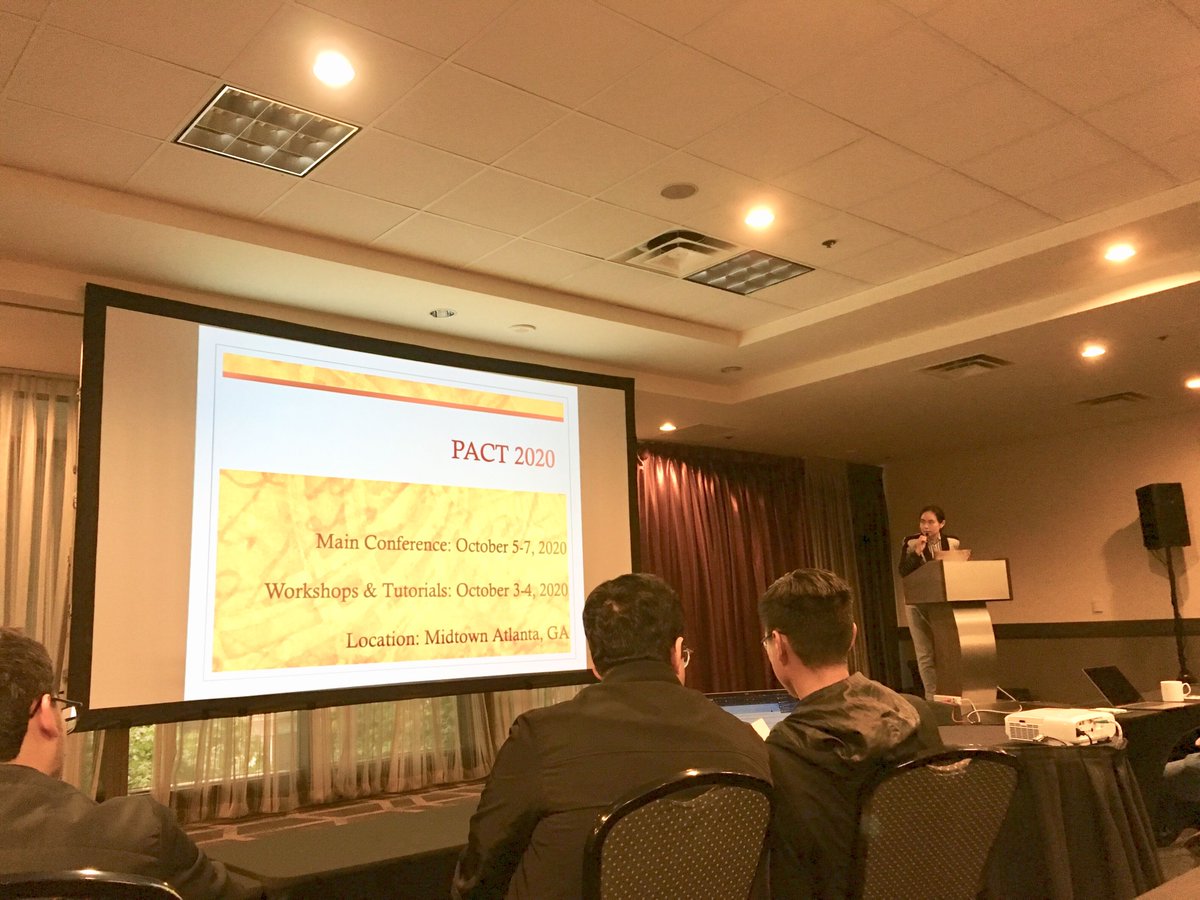 fruitfly1026's tweet photo. PACT 2020 will be in Midtown Atlanta, GA!!!! General chair: Vivek Sarkar, program chair: Hyesoon Kim, both from Georgia Tech. Be well prepared, submitters. #pact #pact19 #pact2019 #pact2020 @gtcomputing https://t.co/B3TpXCBcUG