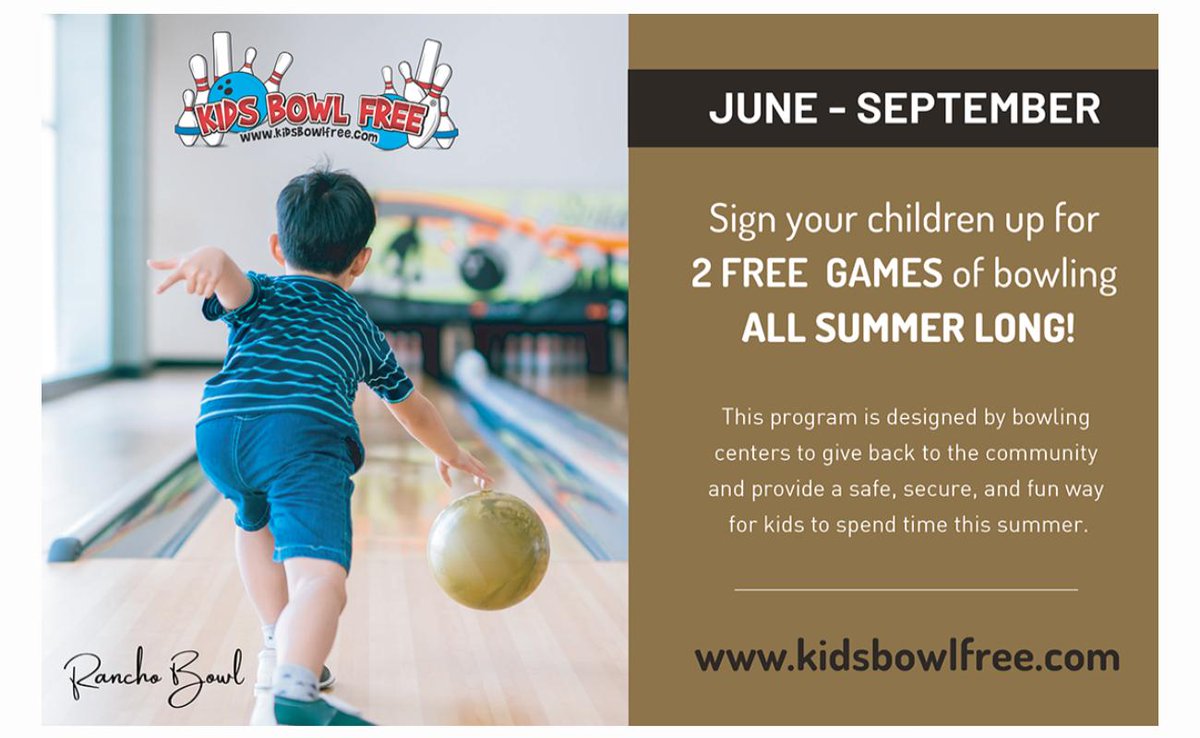 RanchoBowl's tweet photo. Just one more week left for this year's Kid's Bowl Free Program! Ends 9/30 at 5pm! #KidsBowlFree 15 years and younger. #RanchoBowl https://t.co/2edy02YoBg