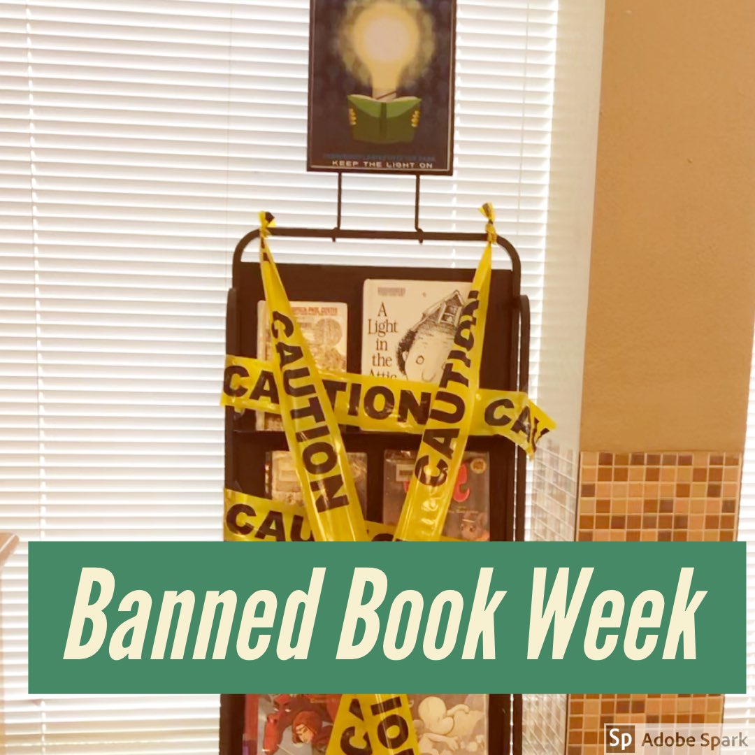 books4eagles's tweet photo. Hey @MemorialEagles! Did you know that this is #bannedbooksweek? Stop by the library to see what books have been #challenged. Some titles might even surprise you! #freedom2read @SBISDLib https://t.co/gckDsF9Nav
