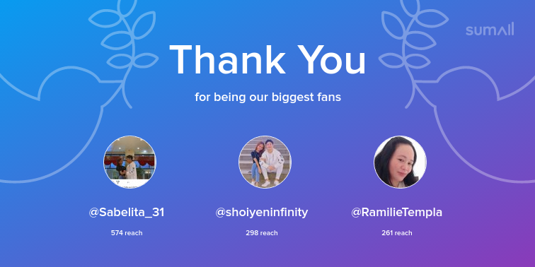 ShoiYenSC_OFC's tweet photo. Our biggest fans this week: Sabelita_31, shoiyeninfinity, RamilieTempla. Thank you! via https://t.co/kvOhiT4BCv https://t.co/tI6QpjeMnA