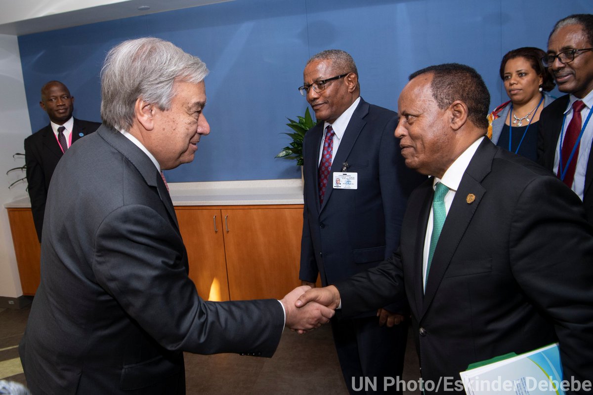 President <a href="/SahleWorkZewde/">Sahle-Work Zewde</a> held a bilateral meeting with <a href="/UN/">United Nations</a> Secretary General <a href="/antonioguterres/">António Guterres</a> at #UNGA74. The SG reaffirmed his appreciation for the reforms in #Ethiopia and PM <a href="/AbiyAhmedAli/">Abiy Ahmed Ali 🇪🇹</a>'s mediation in The Sudan, emphasizing the need to pursue the same with South Sudan.