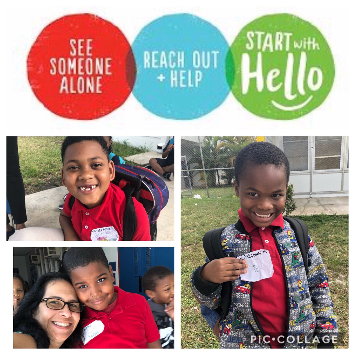 NorthCountyK8's tweet photo. Today we kicked off Start with Hello Week with “Hey Day”
Students and staff wore name tags that were decorated and said Hello #MiamiStartsWithHello #NorthCountyK8StartsWithHello
#TheGreatNorth @sandyhook @MDCPS @StdtSvcsMDCPS @MiamiSup https://t.co/40L6B8tiqN
