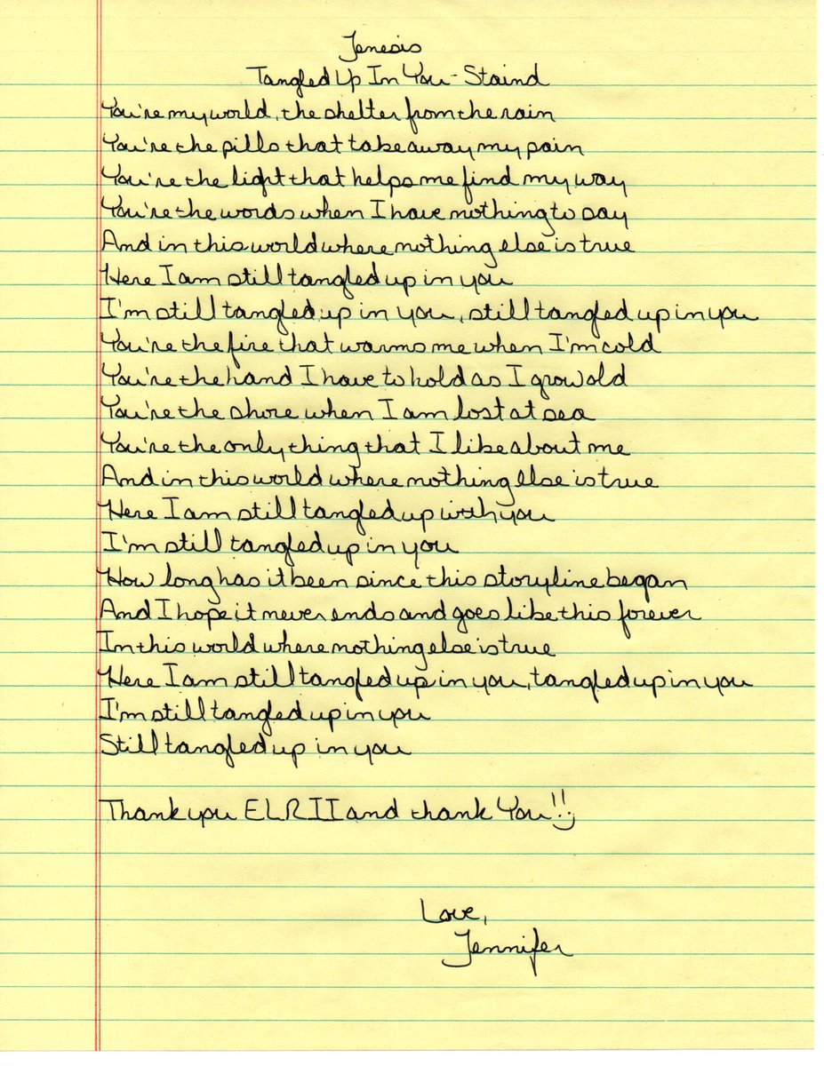 ILoveJennifer71's tweet photo. #Jenesis #Staind #TangledUpInYou #ThankYou :)  

Love, Jennifer https://t.co/xEe8ONycm7
