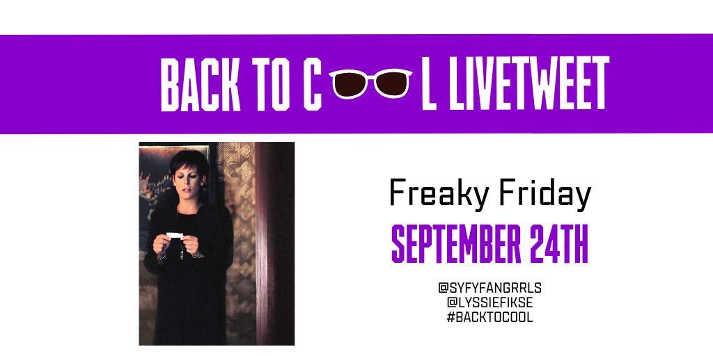 lyssiefikse's tweet image. Tomorrow night, I’m back at it with the #BackToCool livetweets for legit one of my favorite teen movies: FREAKY FRIDAY. 8:00 pm. @Syfyfangrrls. Be there.