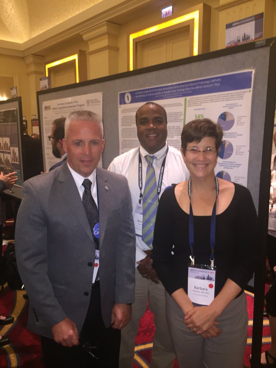 TheABPath's tweet image. ABPath staff members Dr. Aaron Douglas, Ty McCarthy and Dr Rebecca Johnson @RebeccaLynnJoh7 presented a poster at @ABMSCert ‘s #ABMS2019. We were very happy to be joined by Trustee Dr. Barbara Sampson. Thank you to all who stopped by!#pathology #abpath #pathologists #forensics