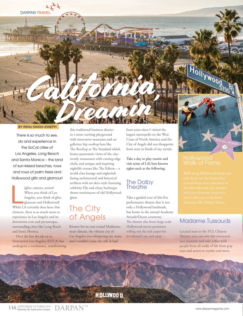 renupsingh's tweet image. Check out my latest #travel feature @DarpanMagazine about #California - the land of sun-kissed #beaches, rows and rows of palm trees and #Hollywood glitz and glamour! Link in bio
.
.
#MondayMotivation #Instagood #PicOfTheDay #BestOfTheDay #LosAngeles #LongBeach #SantaMonica #Love