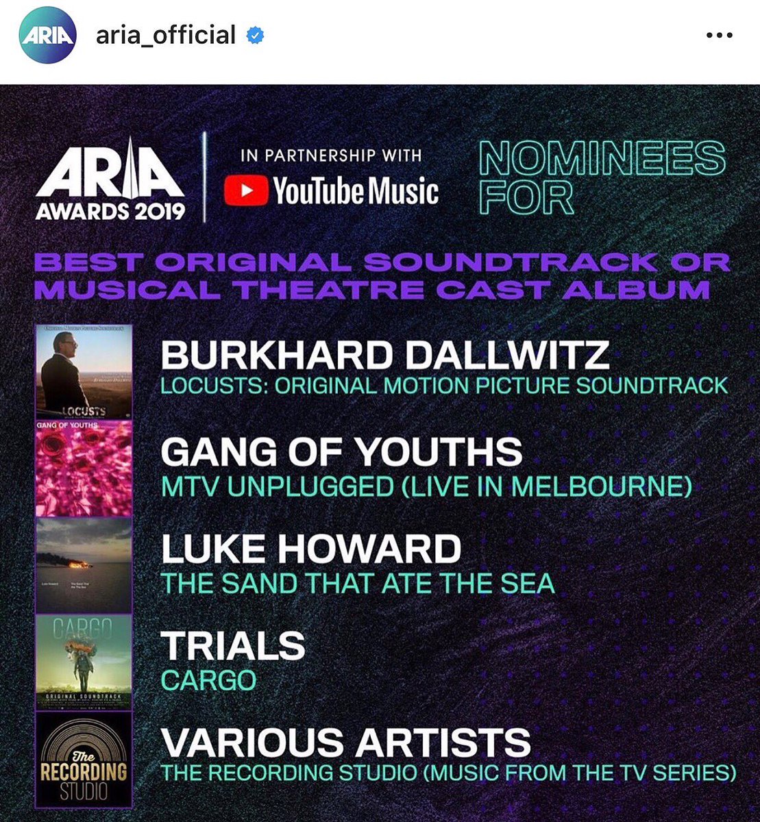 LOCUSTS Soundtrack by former Golden Globe winner Burkhard Dallwitz nominated Best Original Soundtrack at <a href="/ariaofficial/">ARIA</a> ARIA Awards 2019. Congrats Burkhard on an amazing score that is integral to desolation and isolation of the film <a href="/ClosereefAus/">ClosereefProductions</a>