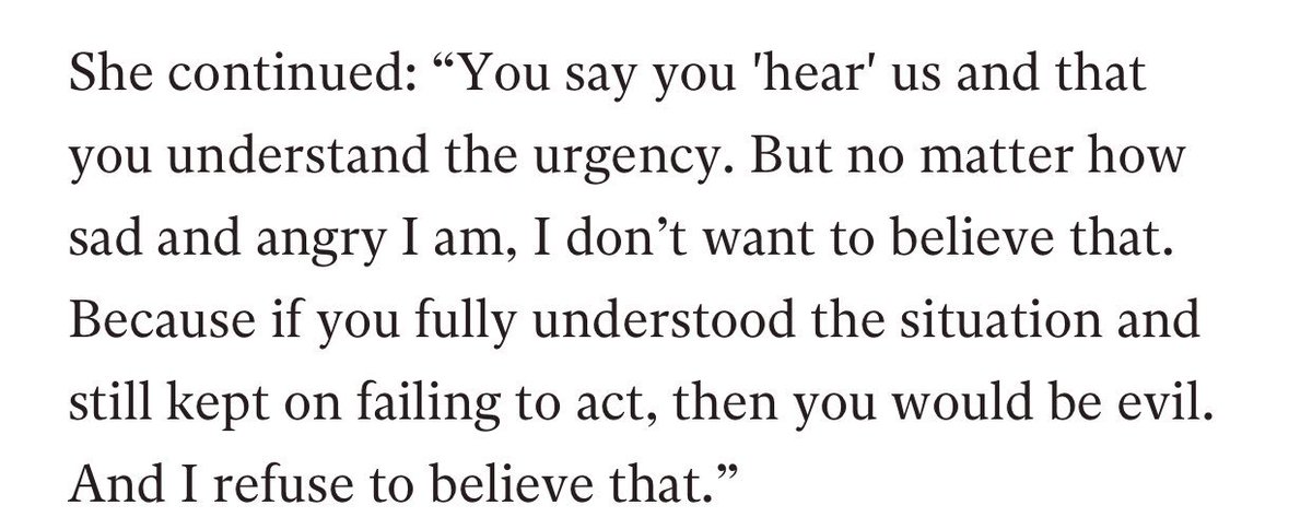 “If you fully understood the situation and still kept on failing to act, then you would be evil.” Even <a href="/GretaThunberg/">Greta Thunberg</a> wants to give <a href="/realDonaldTrump/">Donald J. Trump</a> the benefit of the doubt, but you Mr. President are #Evil #HowDareYou #ClimateChange #ClimateWeek  #ClimateSummit #ClimateActionNow