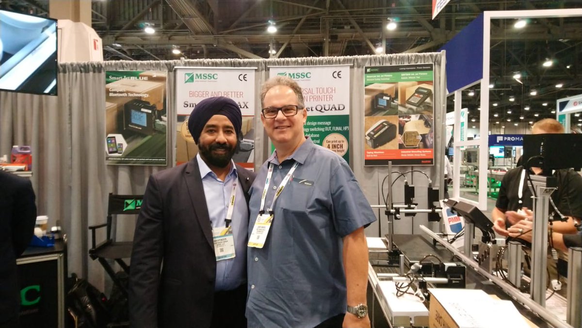 rynantech's tweet photo. Smiling faces at Pack Expo Las Vegas 2019 with our partner MSSC &amp; partner meetings at the MSSC booth.

#PackExpo2019 #LasVegas #RYNANtechnologies #RYNANtech #RYNANTIJPrinters #thermalinkjetprinter #thermalinkjet #codingandmarkin https://t.co/8q3prdotZP