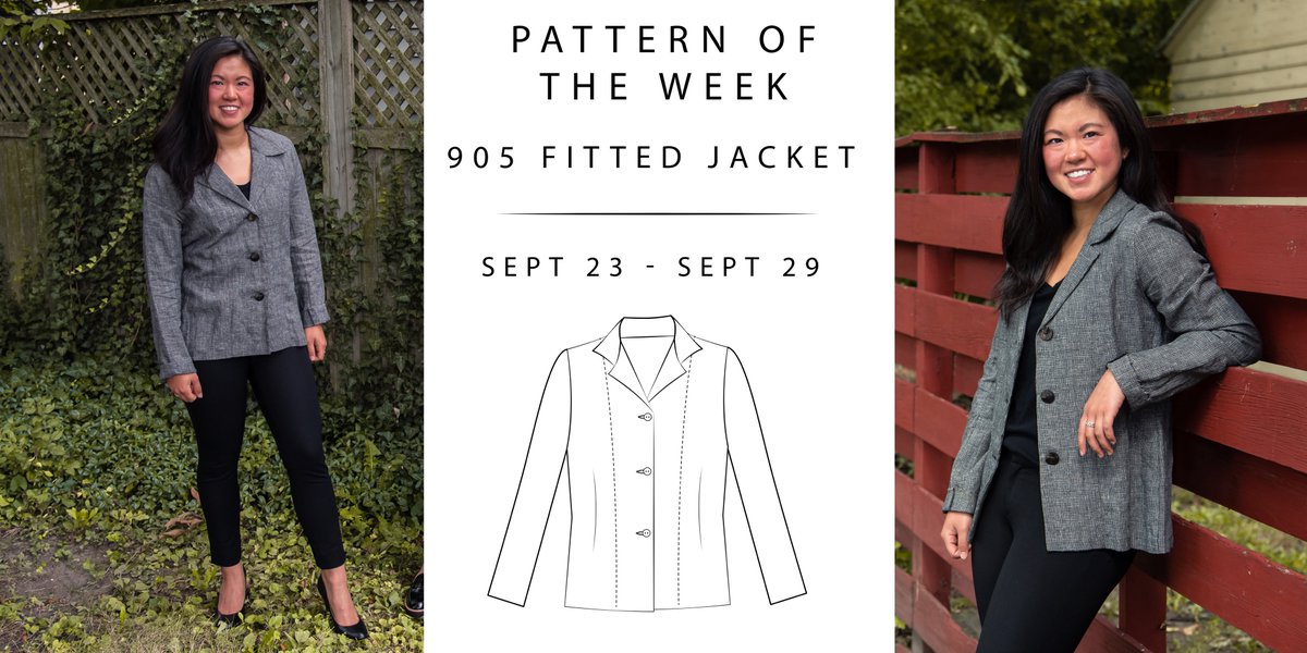 christinejonson's tweet photo. The 905 Fitted Jacket is the #PatternOfTheWeek! Get this pattern for 10% off with the code JACKETLOVE10 through September 29th. https://t.co/5M4zyaIo4a