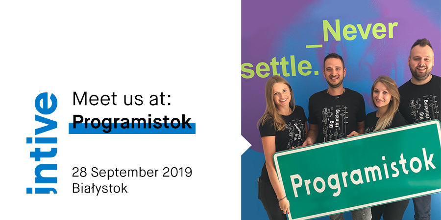 intive's tweet photo. Hello #bialystok! 👋🏻 @programistok is just around the corner! Come and find our stand on Saturday, September 28, to learn all you need to know about #working_at_initve 🚀 We can't wait to see you there 🙌🏻 #workatintive #programistok2019 https://t.co/MhqpSxAHZE