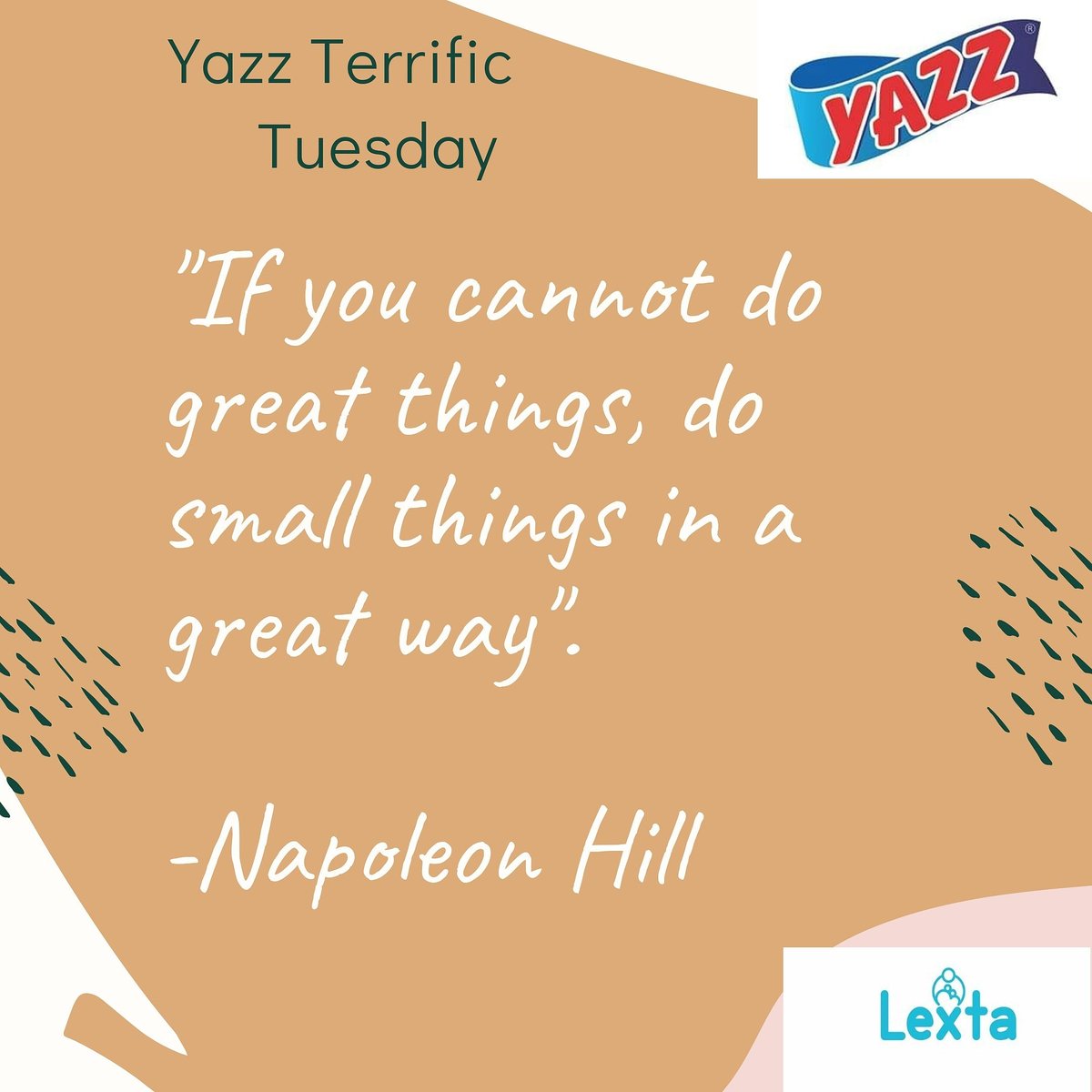 lextaghana's tweet photo. Yazz Terrific Tuesday
"If you cannot do great things, do small things in a great way"
~ Napoleon Hill
#LextaGhana #LextaYazz #Lexta #Lexta #Yazz #YazzGhana #Yazzproducts #YazzTerrificTuesday #Ghana https://t.co/xOExJsqZBD