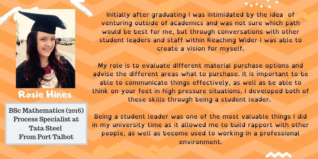 🔹 STUDENT LEADER SPOTLIGHT: ROSIE HINES  🔹

Ever wonder what our Student Leaders get up to once they graduate? Start your Student Leader journey now!

£9.16 an hour, flexible, part time - work while you study!

📢 RECRUITING NOW FOR OCTOBER 📢E-MAIL reachingwider@swansea.ac.uk