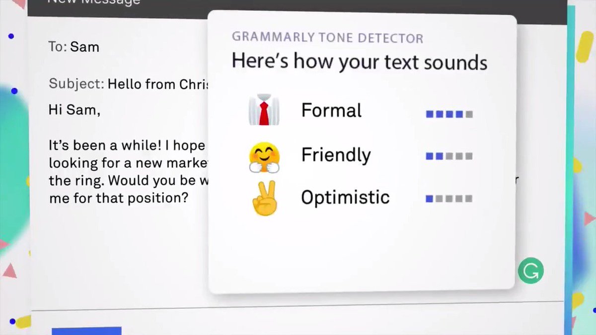 Grammarly on Twitter: "Meet Grammarly's tone detector! 🥳🙀😎 Deliver your message the way you intend before you hit Curious how it works? See it in action here 👉 https://t.co/ScQOIcPvAB https://t.co/wNtkJlOSVX" /