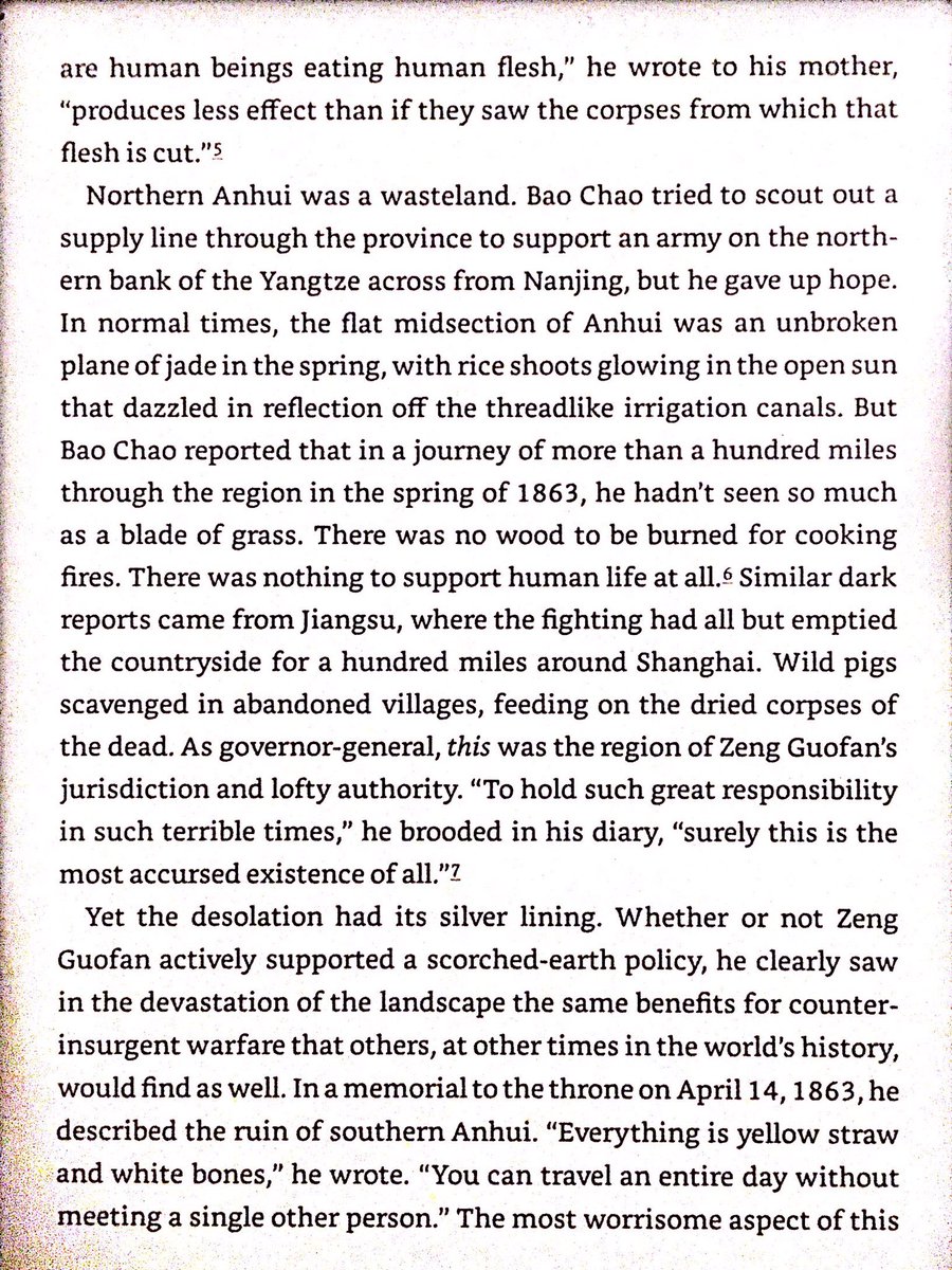 Towards the end of the war, lands were so devastated that people were resorting to cannibalism. Qing loyalists were delighted - no people meant no rebels.